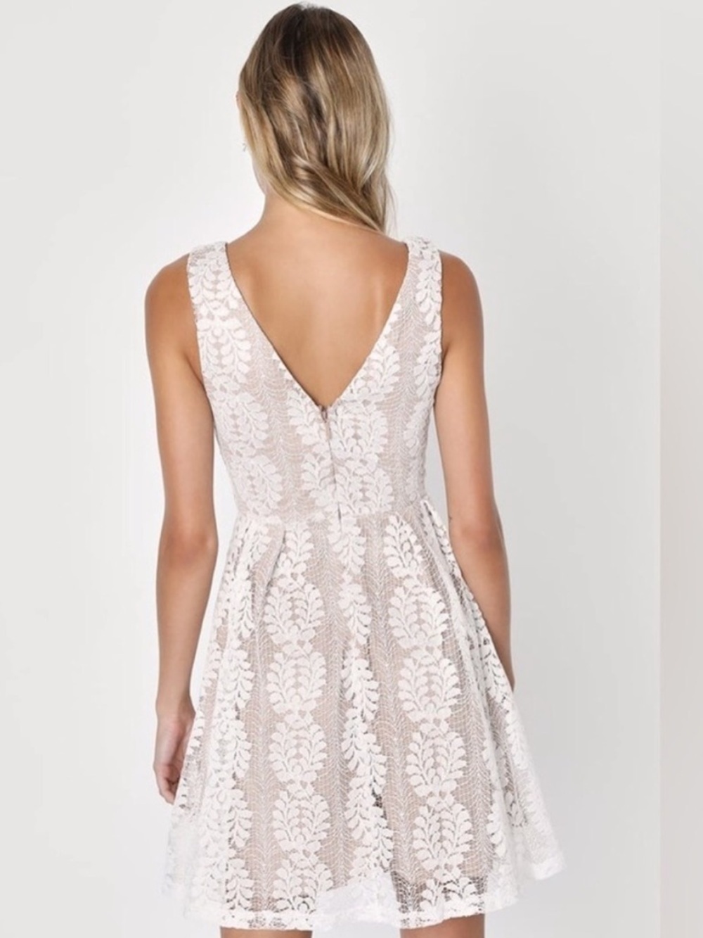 Lulus All of My Heart White Lace Skater Dress Small - Picture 2 of 4